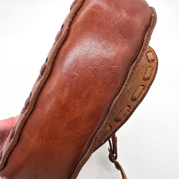 VINTAGE Leather Crossbody Bag Womens Small Brown Handmade Studs Jewels Stitched - Picture 12 of 12
